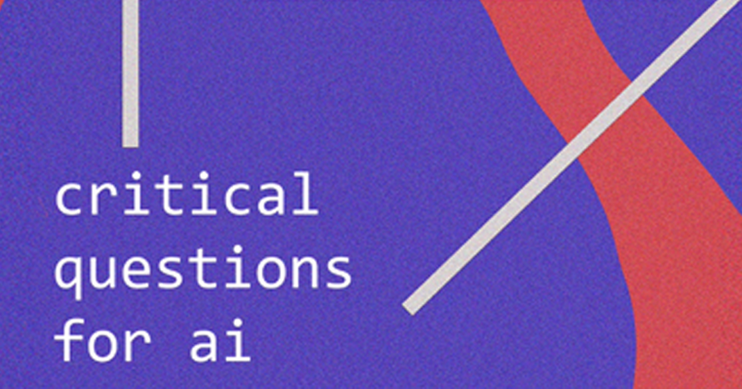 Ausschnitt eines Banners mit der Aufschrift "critical questions for ai"
