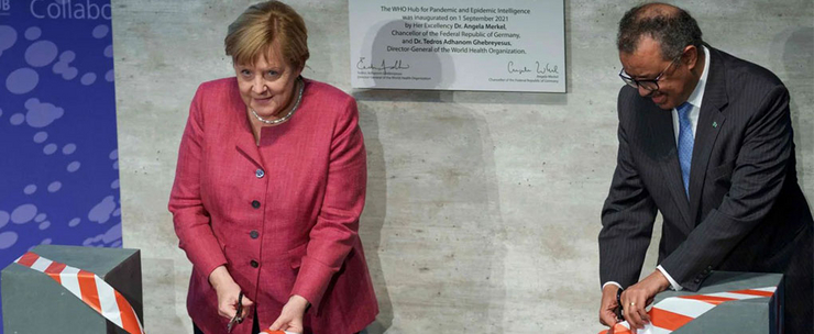 Bundeskanzlerin Angela Merkel und WHO-Chef Adhanom Ghebreyesus