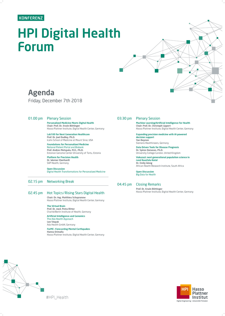 Agenda HPI Digital Health Forum
