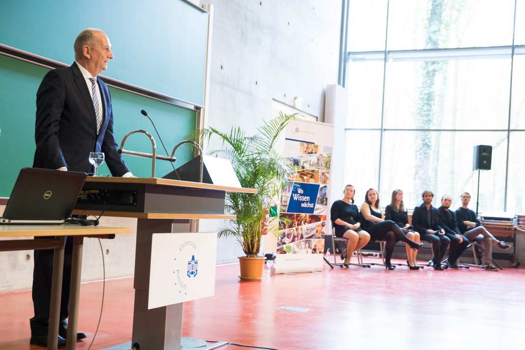 Brandenburg's Prime Minister Woidke at the opening of the Digital Engineering Faculty in April 2017