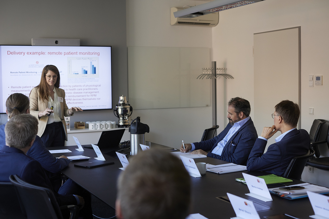 Prof. Ariel Dora Stern giving a presentation on health economics