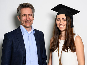 [Translate to Englisch:] HPI Alumna Alexandra Ion und Prof. Patrick Baudisch